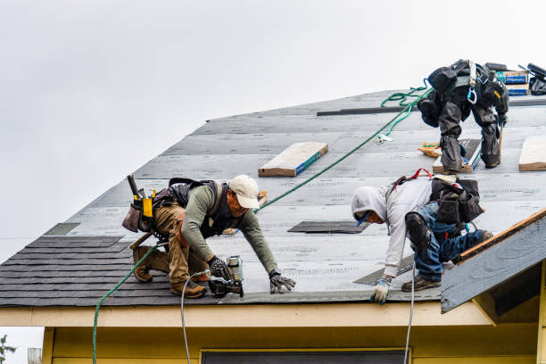 Professional Gutter Installation technician working in Haydenville, MA